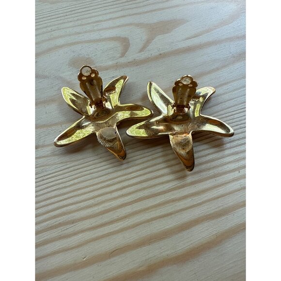 Vintage Signed SAL Swarovski Crystal Starfish Clip-on Earrings - Picture 5 of 6